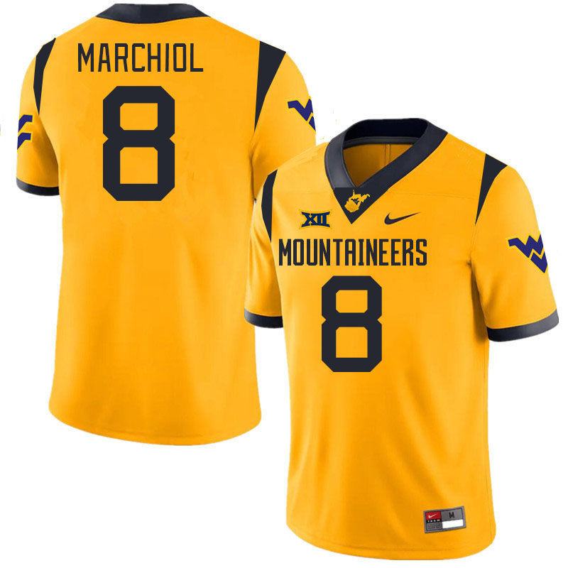 #8 Nicco Marchiol West Virginia Mountaineers College 2024 New Uniforms Football Jerseys Stitched Sale-Gold